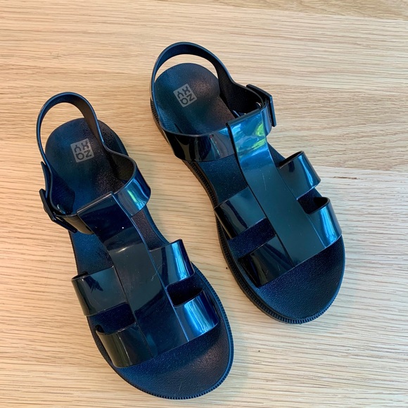 ZQXY Shoes - Women's Black Patent Slingback Sandals